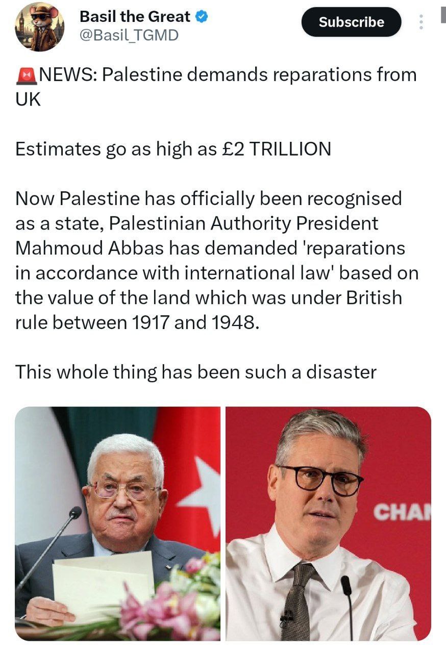 انگلیس فلسطین رو به رسمیت شناخت. شاید بگید فلسطین اومد تشکر کرد؟